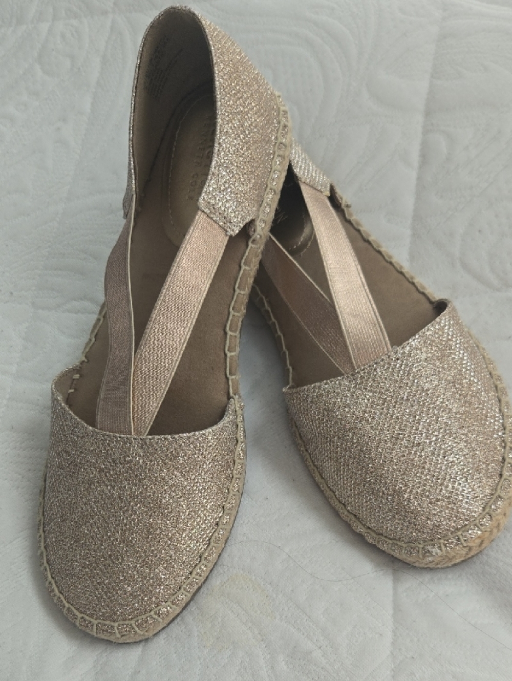 Reaction Kenneth Cole Glitter Slip-On Espadrilles in Rose Gold